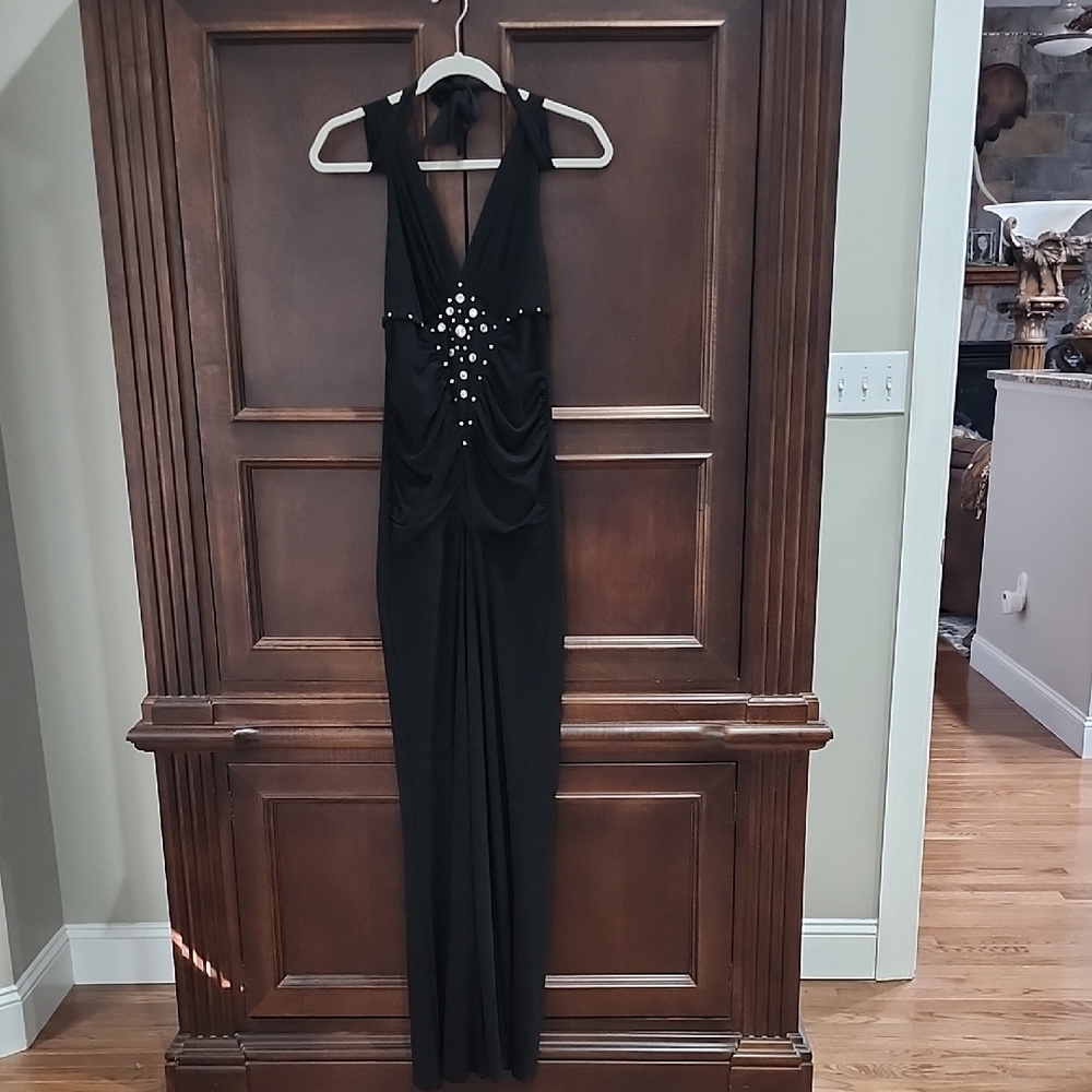 Elegant Halter Black Jumpsuit with Silver Accents